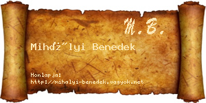 Mihályi Benedek névjegykártya